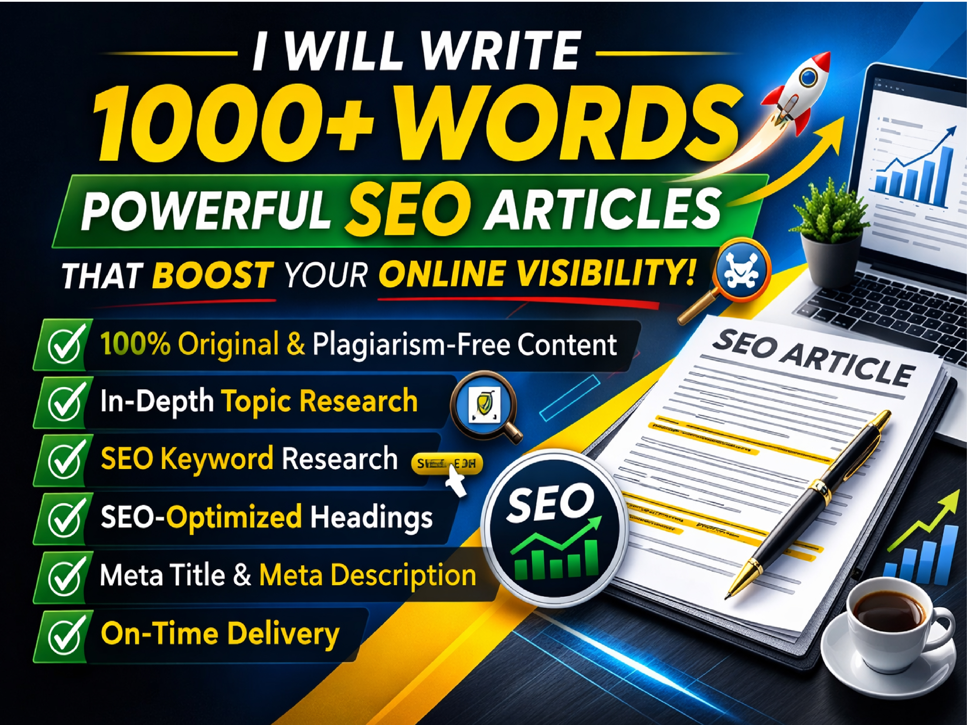 I will write 1000+ words powerful SEO articles that boost your online visibility