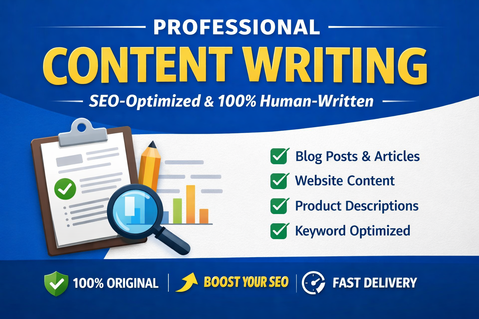 I will write SEO-friendly, high-quality content for your website or blog