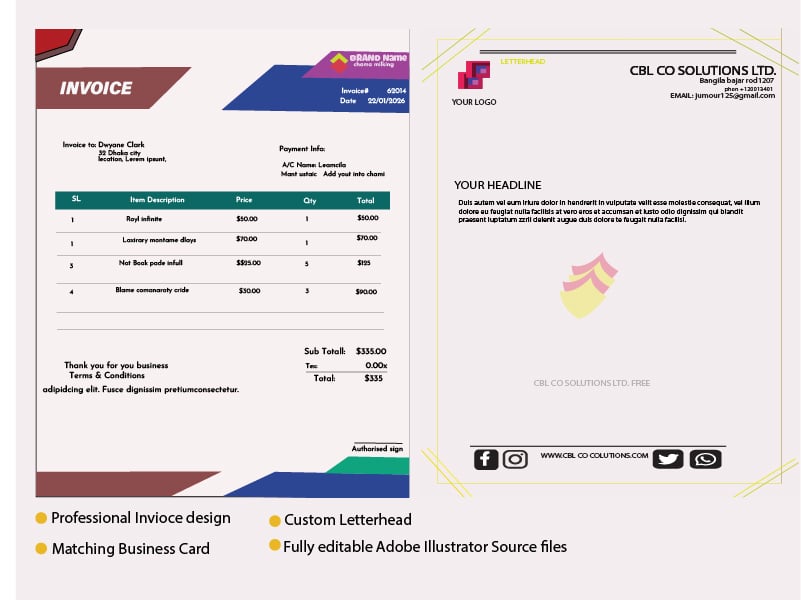 I will design branded invoice, letterhead, and corporate stationery kit.
