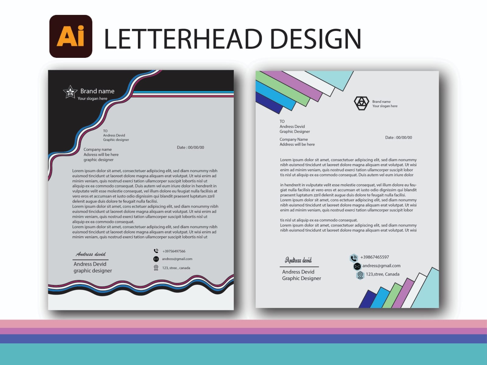 I will design a clean professional and modern business letterhead 