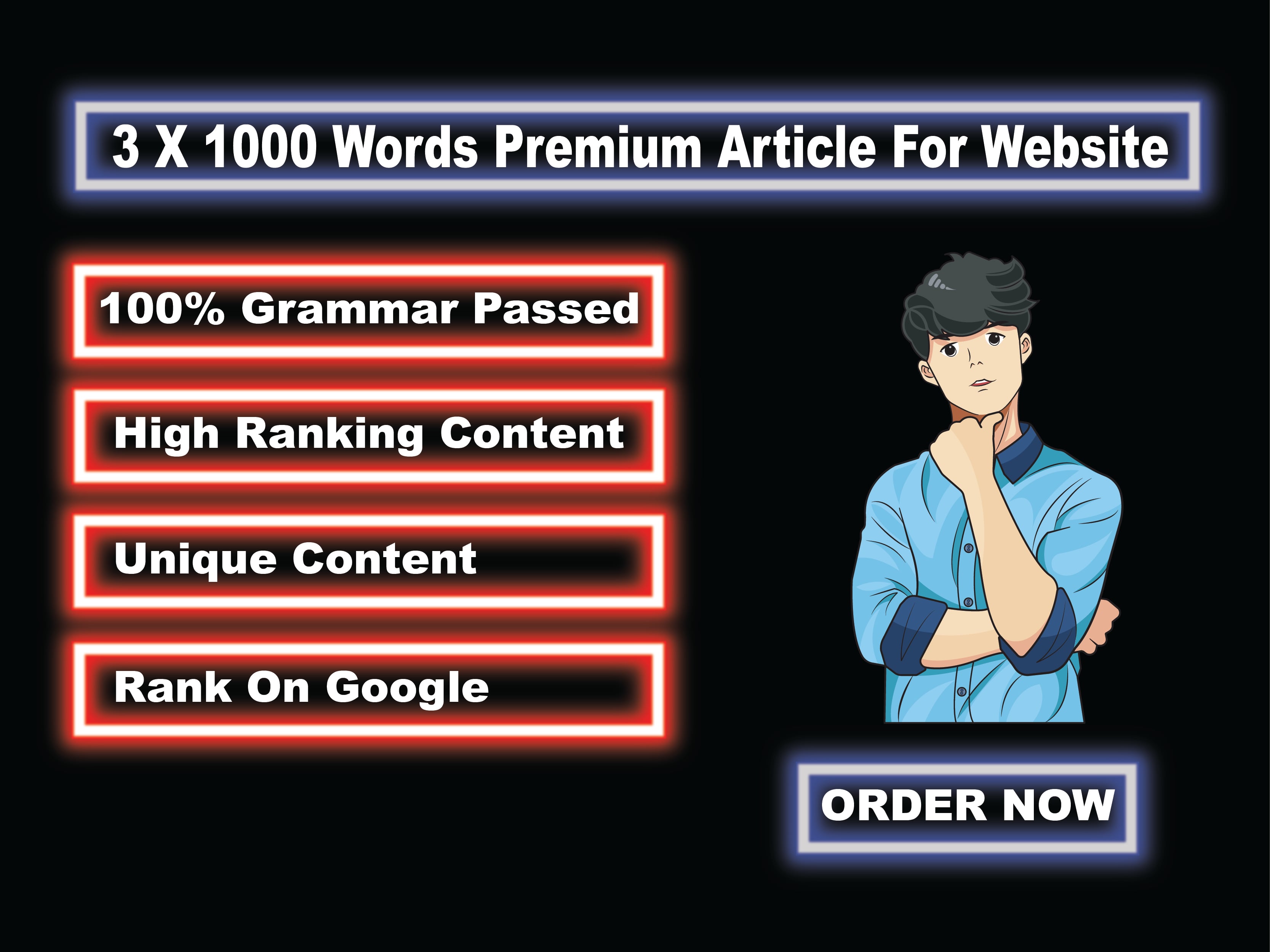 I will write 3 &times; 1000-word premium articles for your website