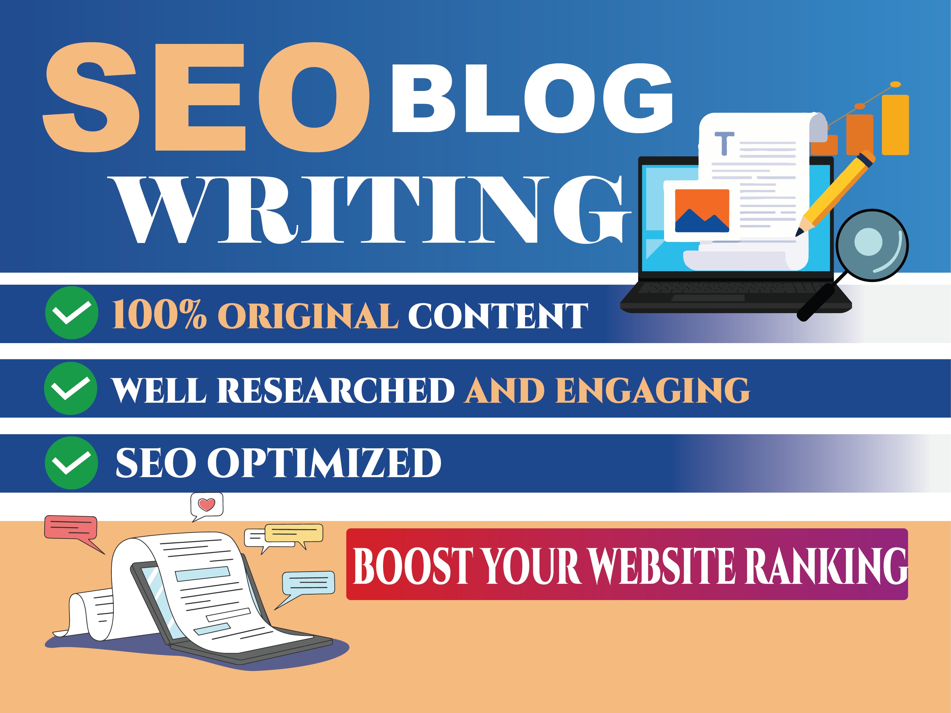 I will write high-quality blog posts and content to grow your website