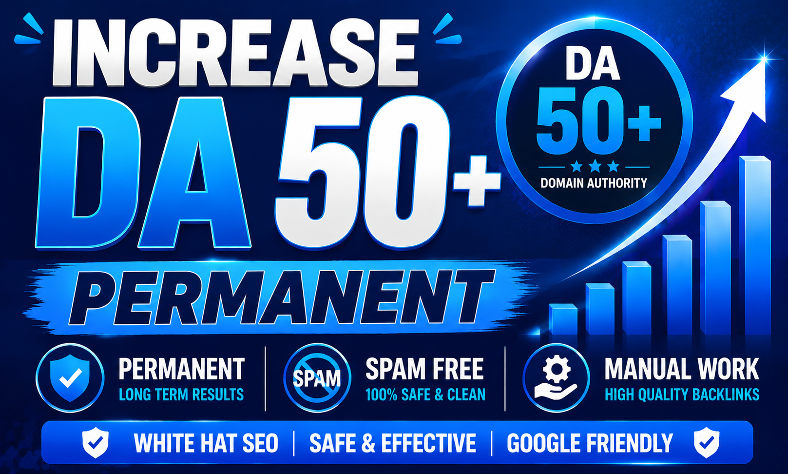 Increase Moz DA 50+ of website with high quality back...