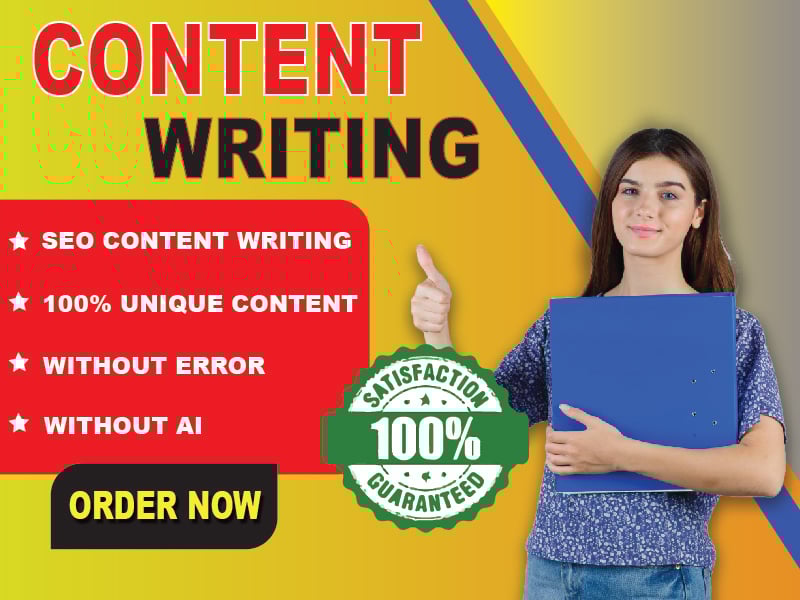 I will provide 100% Unique content with 1000+ word without AI and no ERROR .