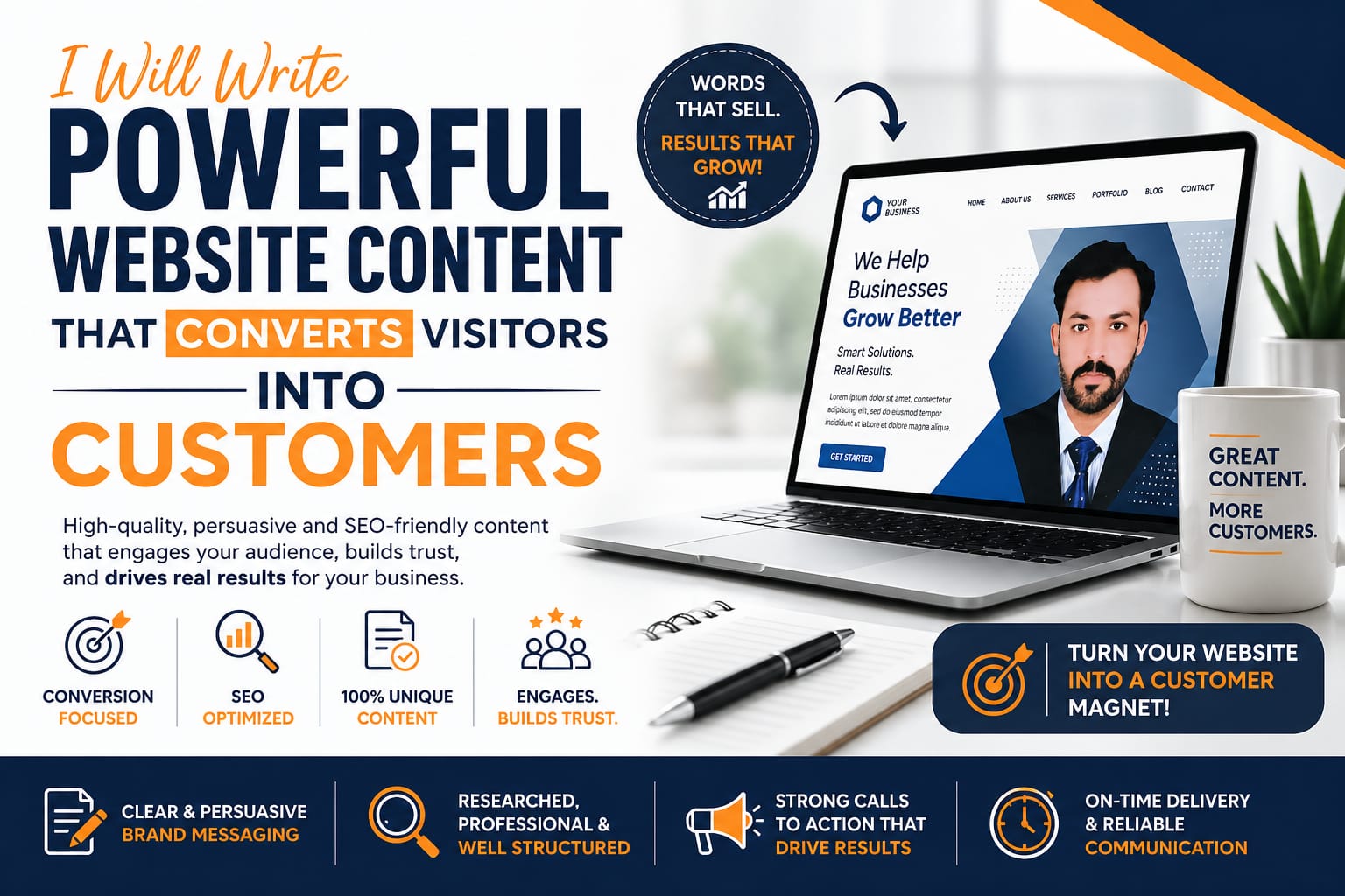 I will write powerful website content that converts visitors into customers