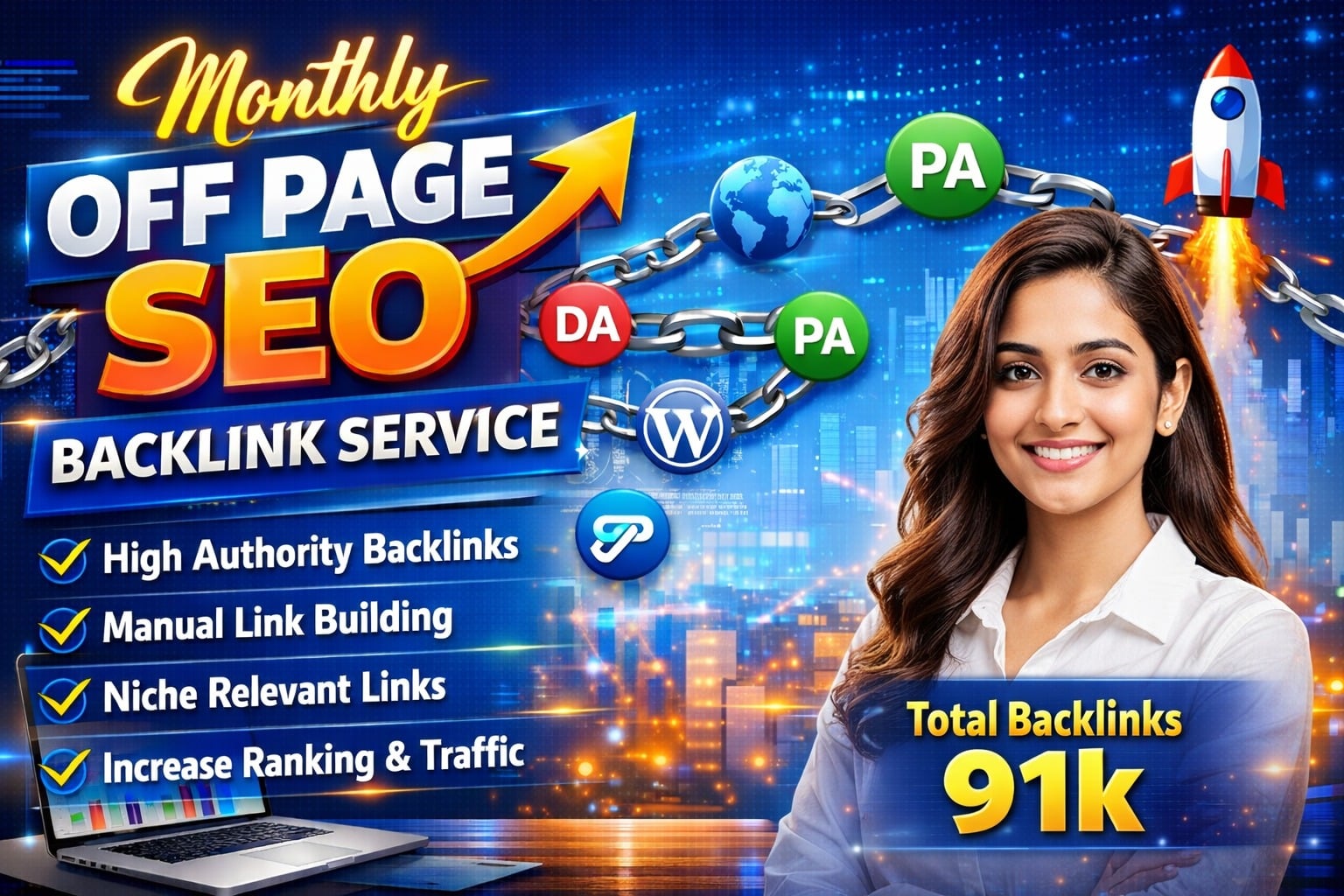 I will provide 91K monthly off page SEO high quality dofollow backlinks service