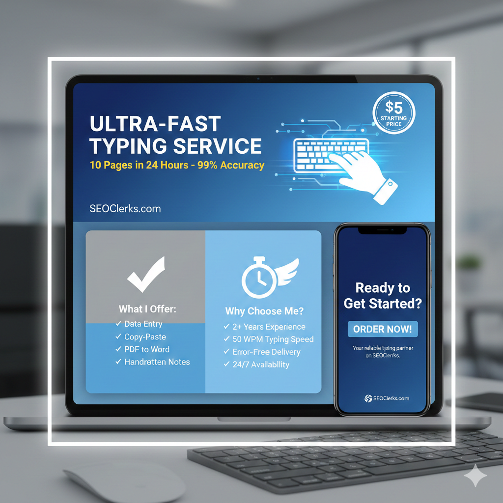 I will do typing, data entry for you 