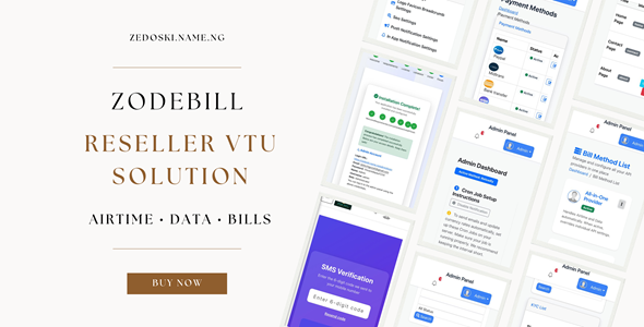 ZodeBill - VTU & Bills Payment Web App Airtime, ...