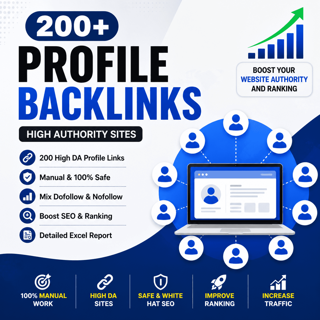 I will create 200 high DA profile backlinks manually for SEO ranking