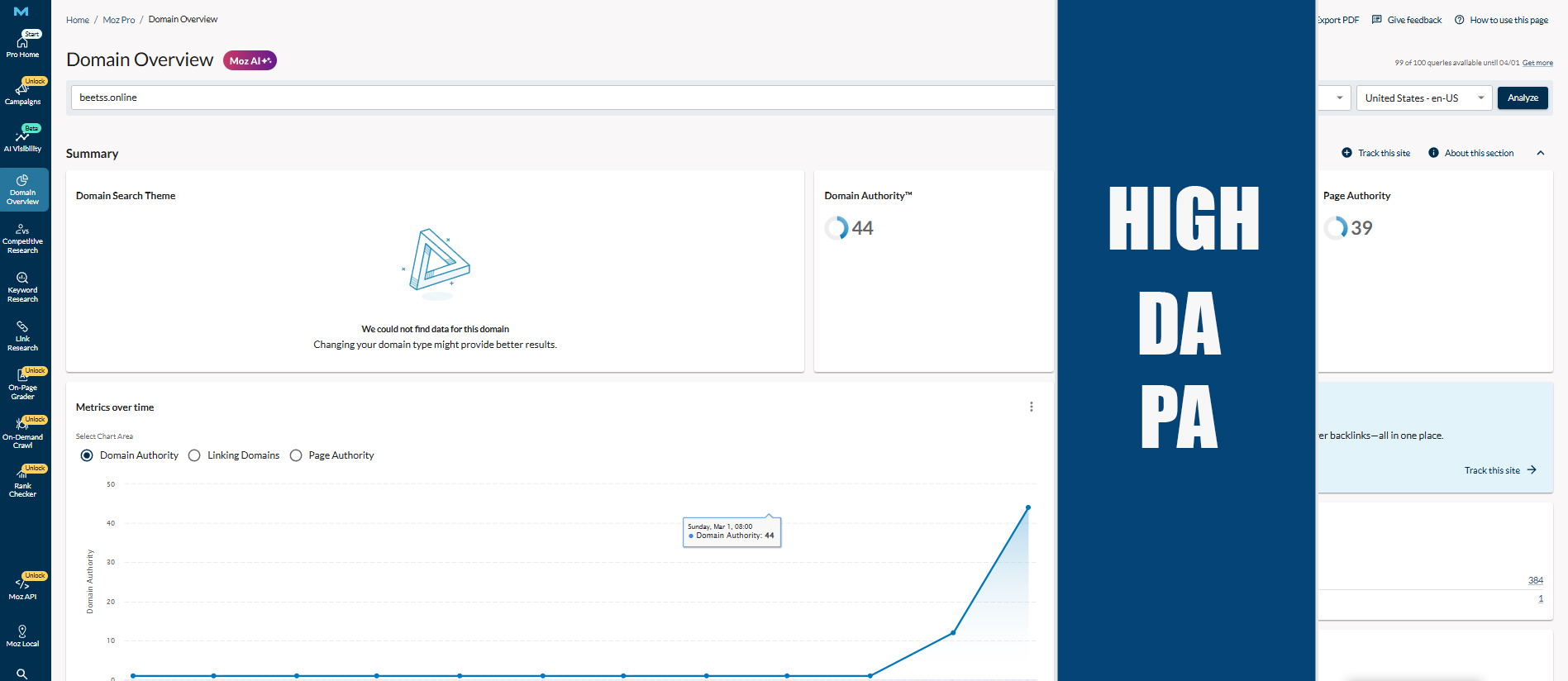 I will increase domain authority MOZ DA/PA 40+ with h...