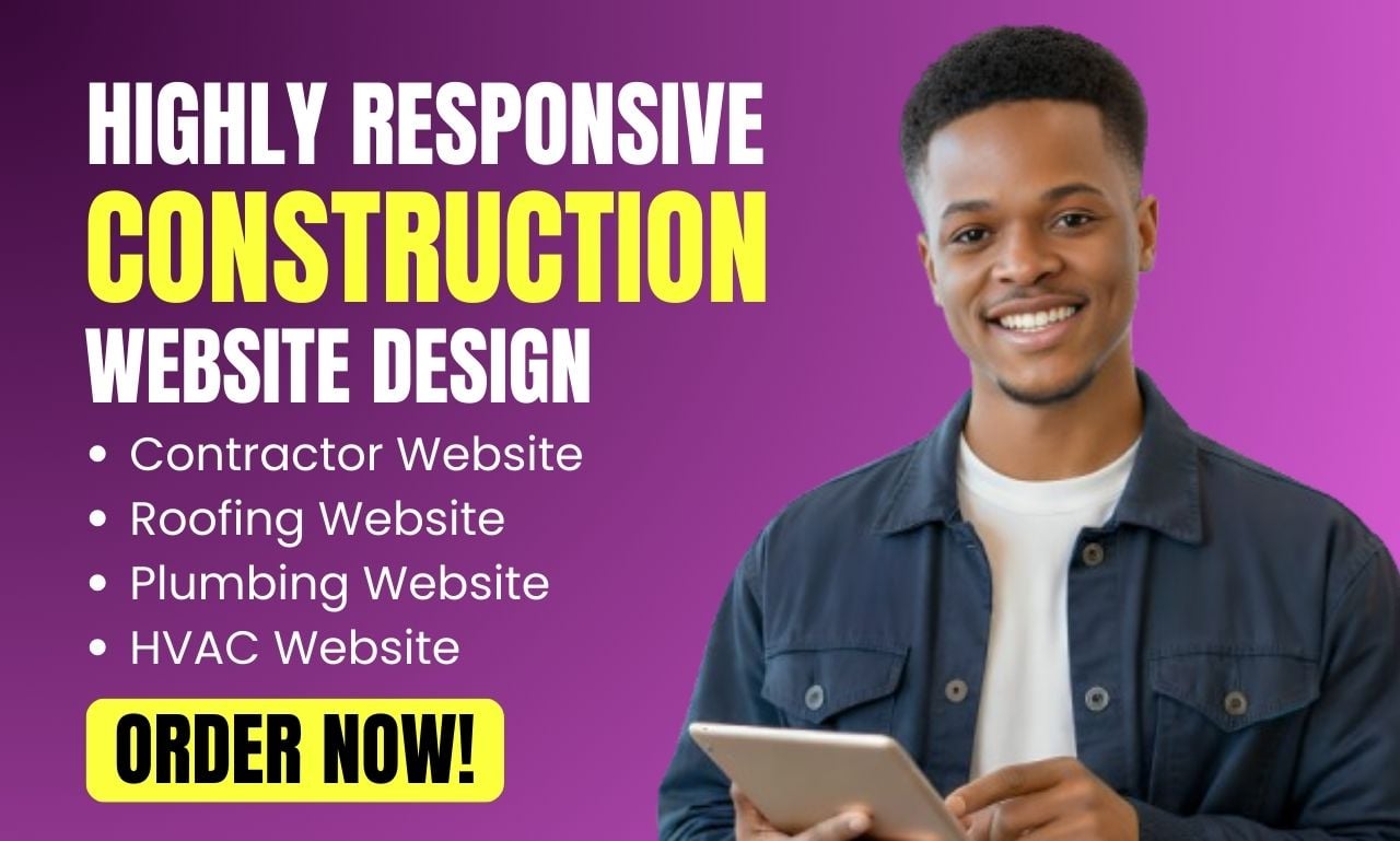 design a professional WordPress construction, contractor, roofing, plumbing & HVAC website