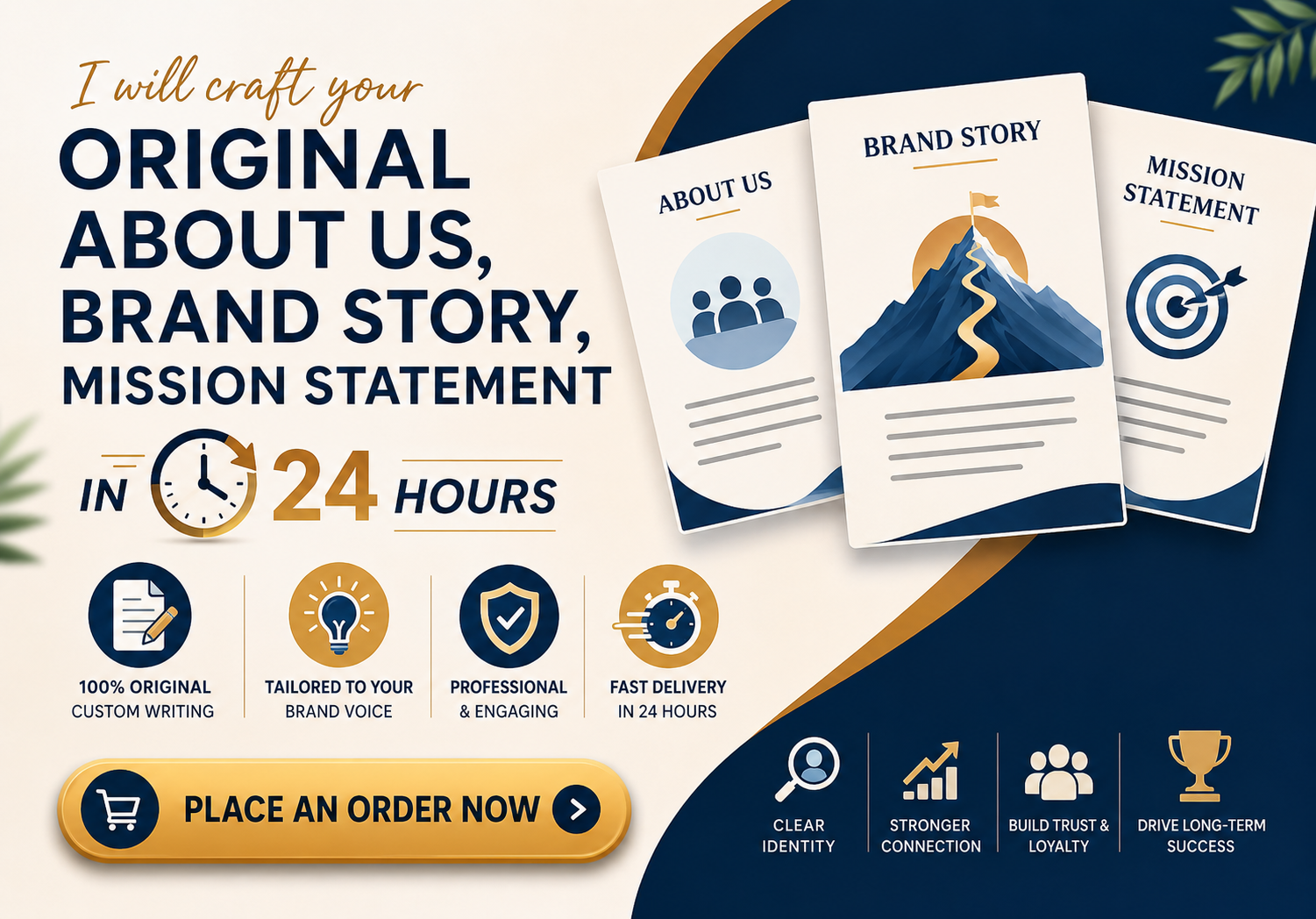 I will craft your original about us, brand story, mission statement in 24 hours