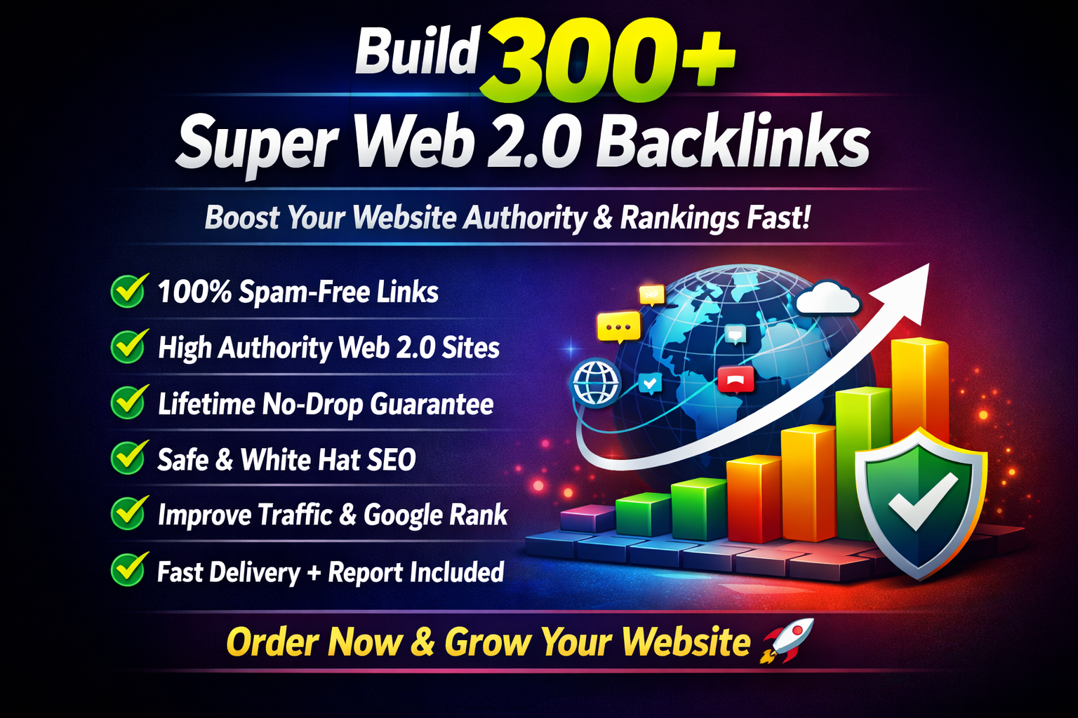 I will create 300+ super web 2.0 backlinks to boost And Fast ranking . 