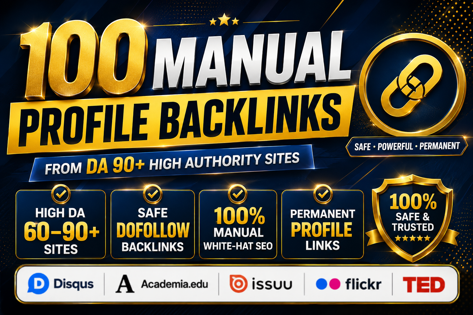 Create 100 Manual High DA 60 to 90+ Profile Backlinks...
