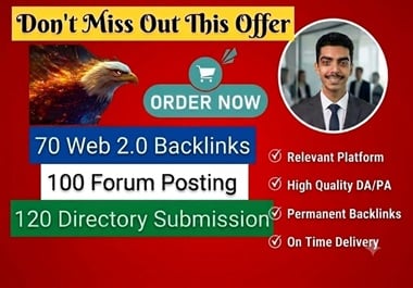 Will Submit Manual 290 High-Quality Web2.0, Forum Posting, & Directory Submission SEO Backlinks.