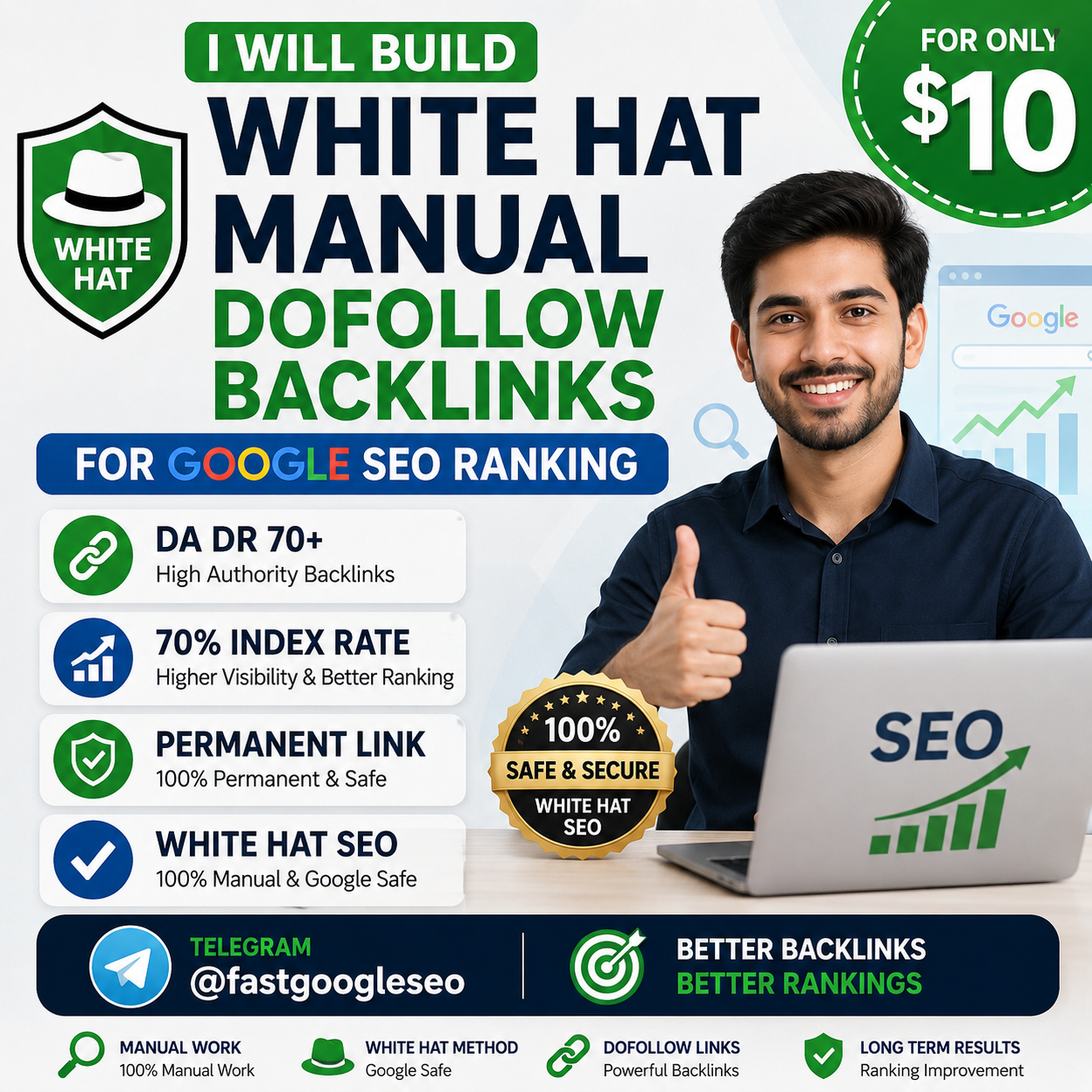 I will build white hat manual dofollow backlinks for ...