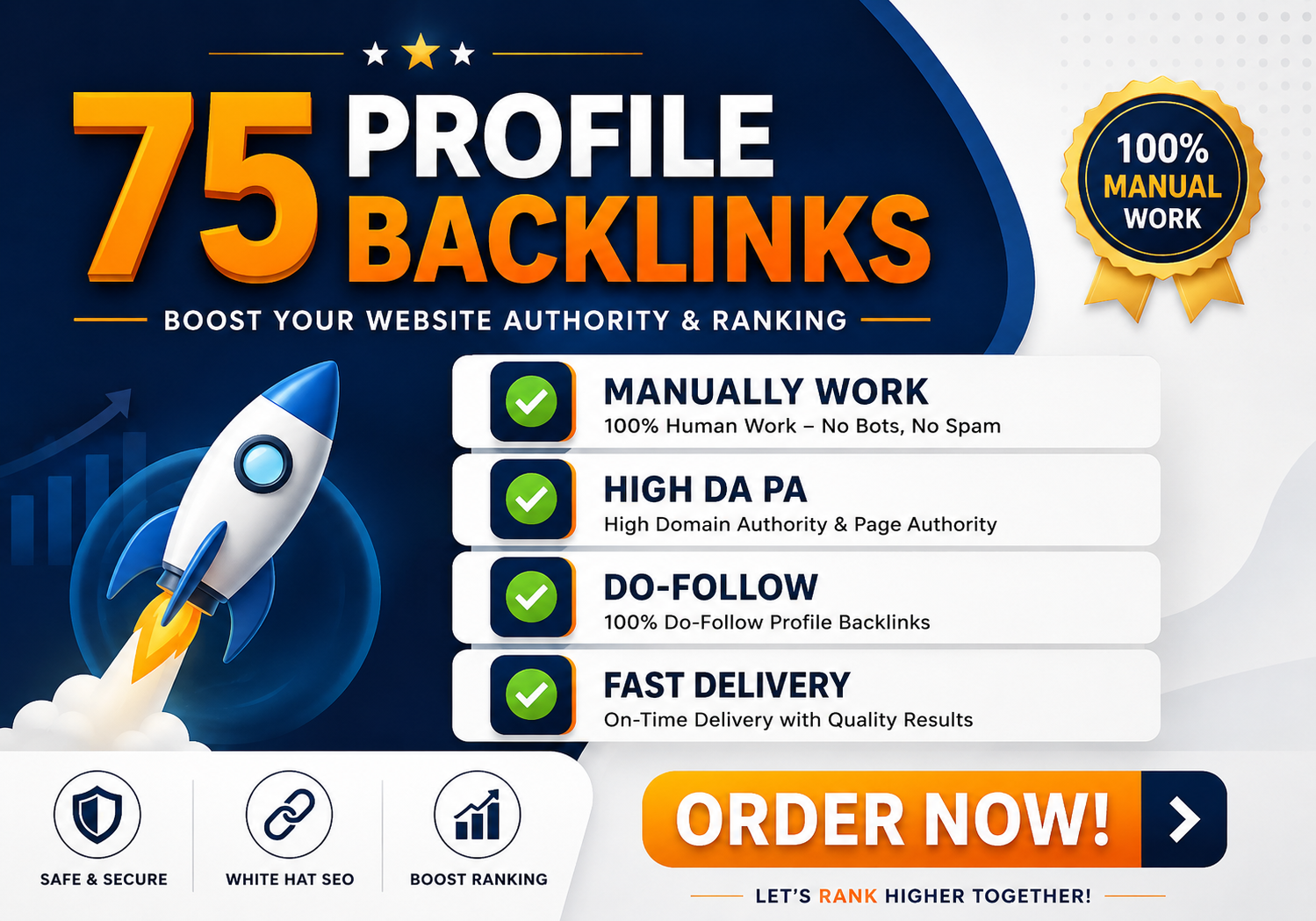 I will Create 75 Manually Profile backlink SEO