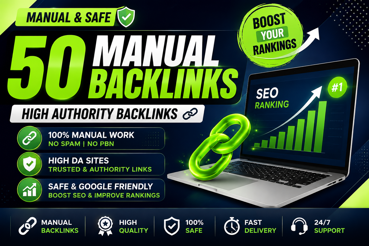 I will build 50 manual SEO backlinks for your website