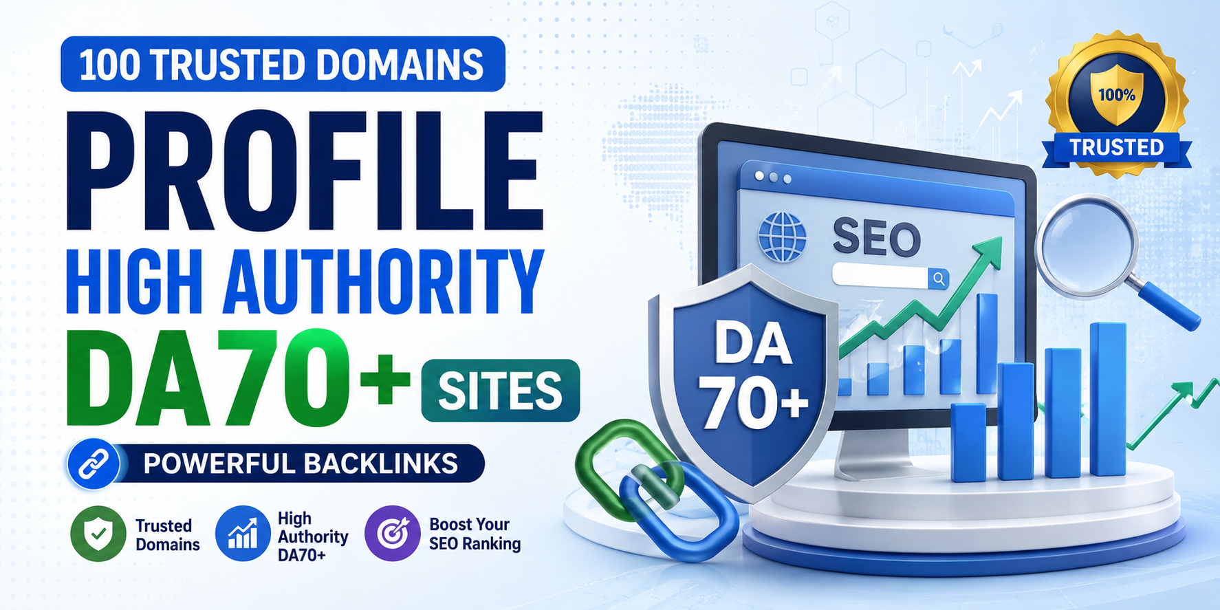 100 Trusted Domains Profile High Authority DA70+ Site...