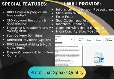 I can offered elite SEO Article Writing for Higher Google Rankings & Authority