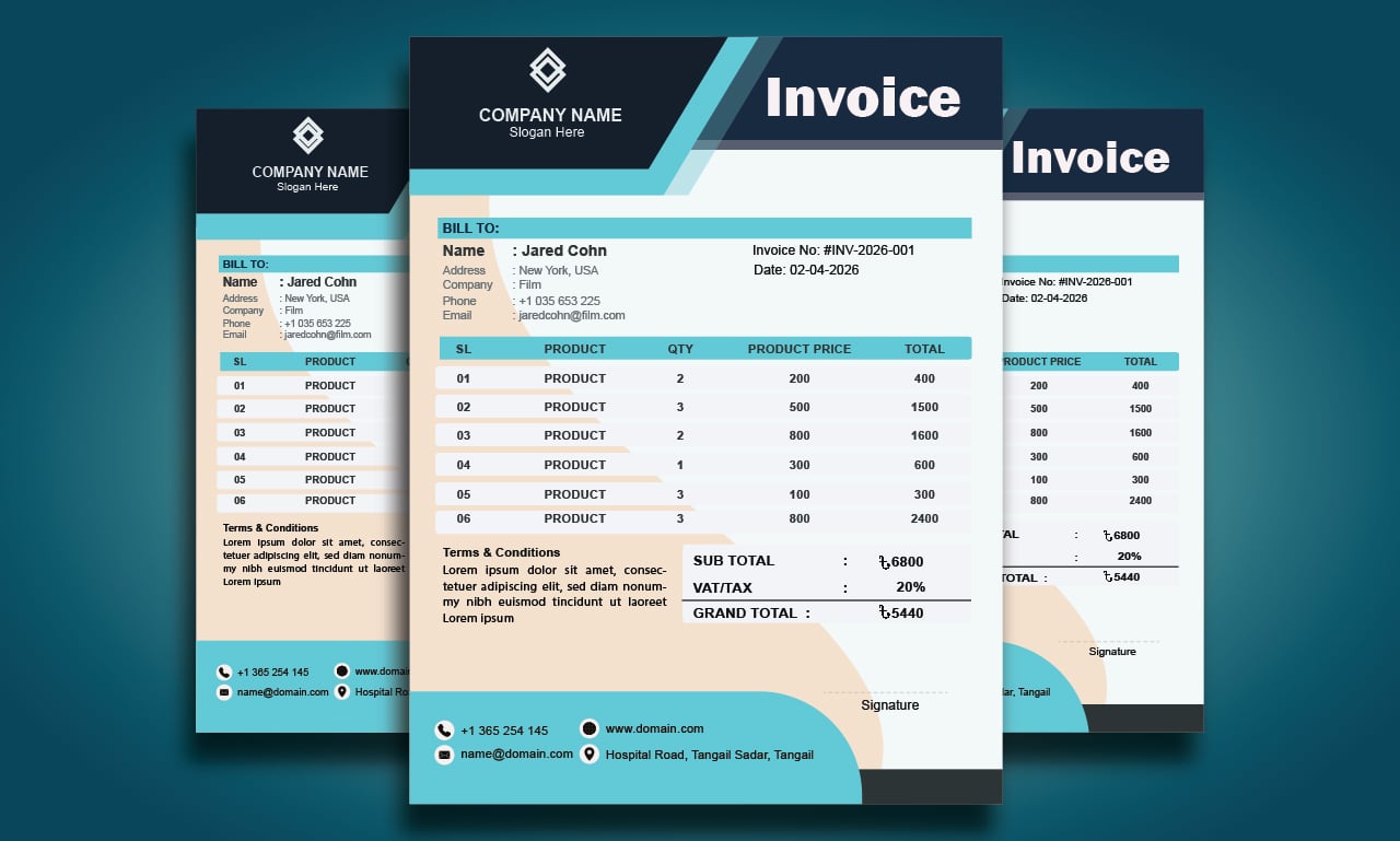 Create Professional Invoice, Letterhead and Receipt Design