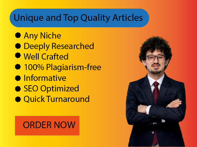 I Will write an article in 1000 word full Plagiarism free SEO-Optimized Blog & Article Writing.