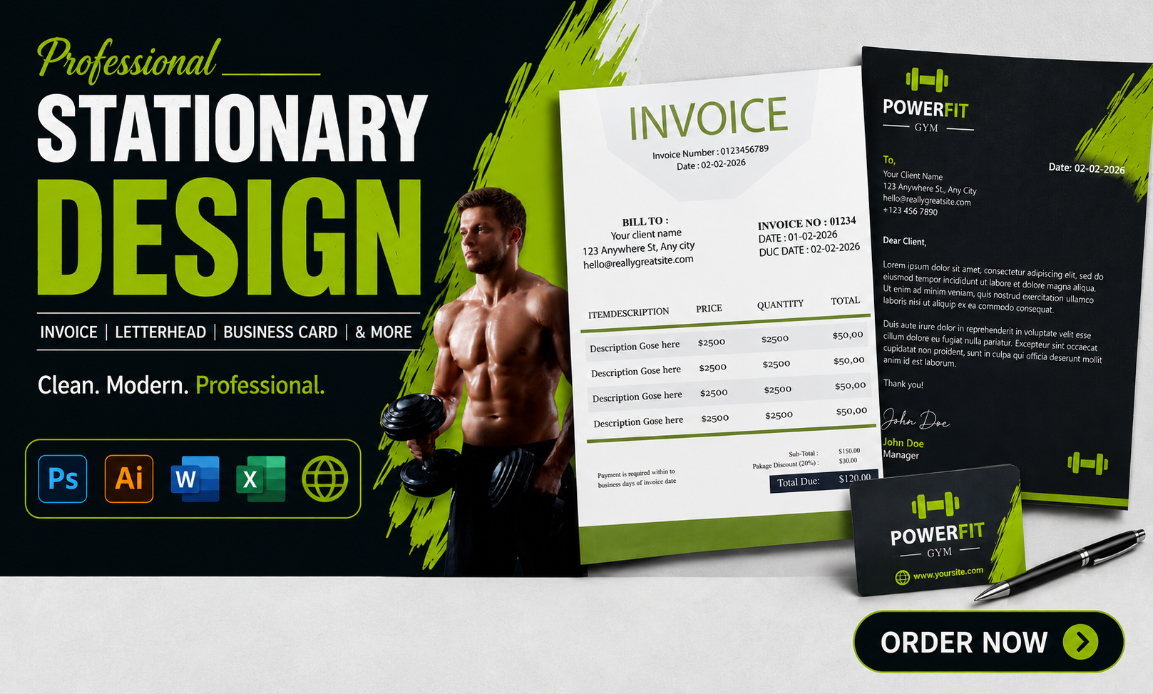 I will design professional invoice letterhead and fly...