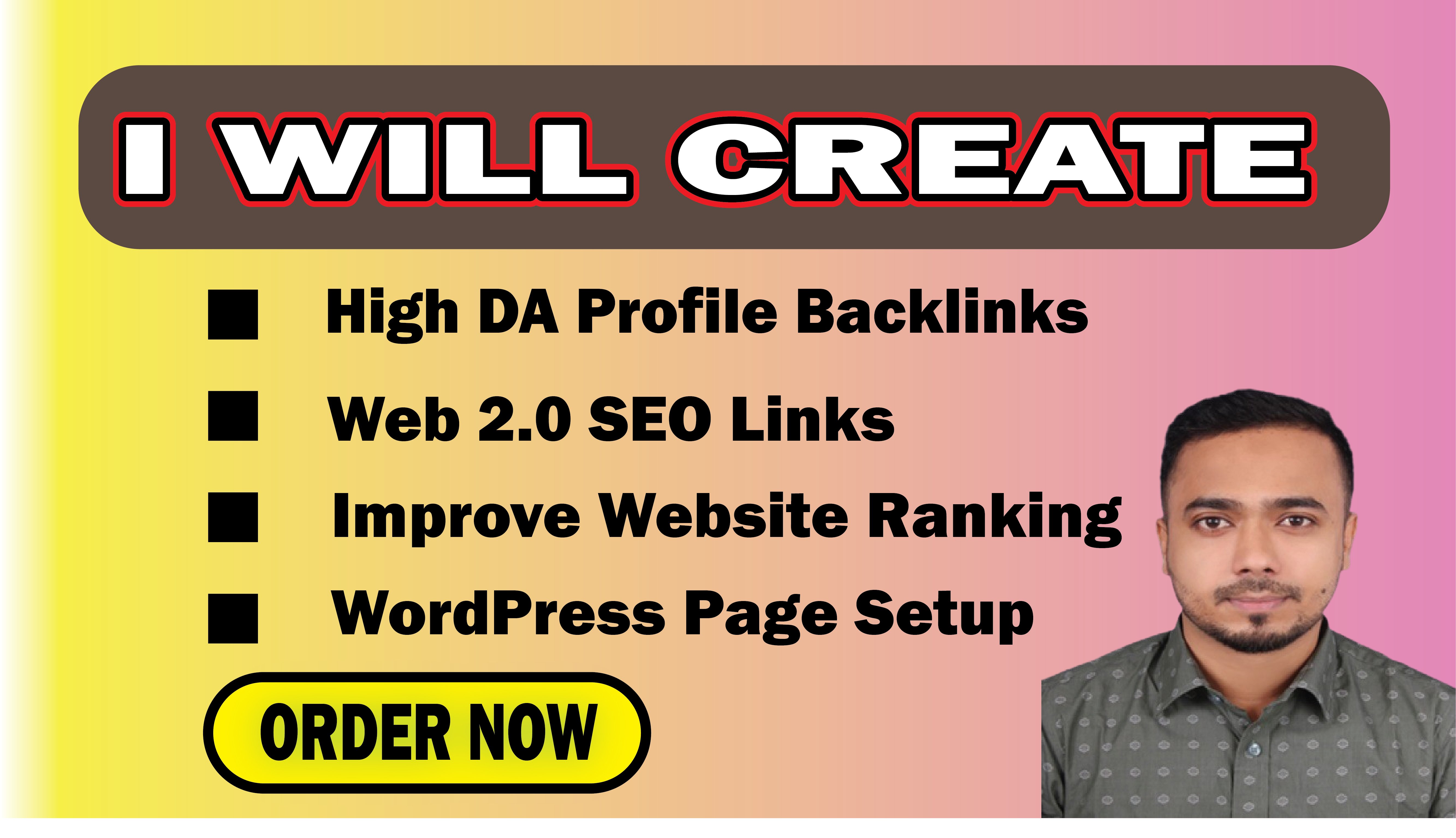 ​I will create high DA profile backlinks and web 2.0 SEO links for ranking