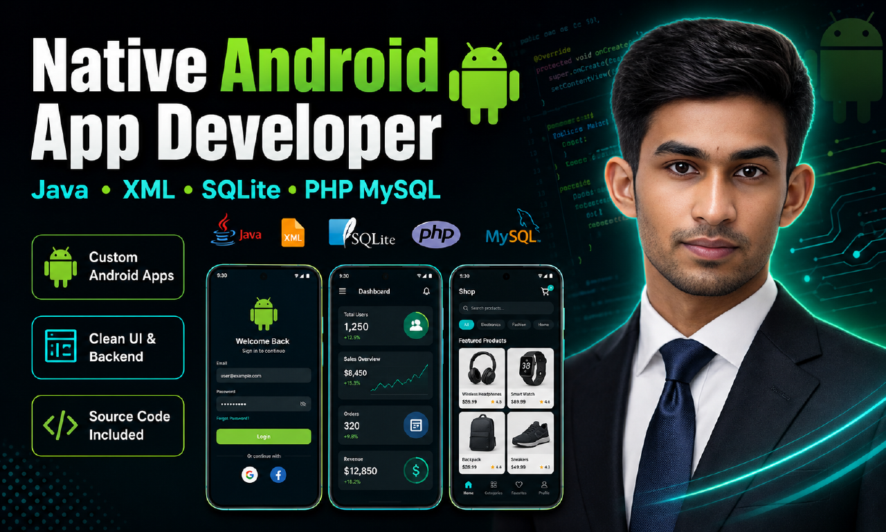 I will develop a native android app with java xml sqlite and php mysql