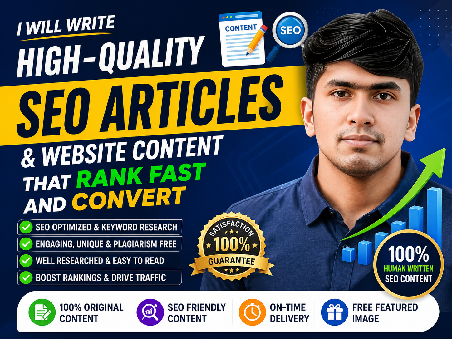 I will write high-quality SEO articles and website content that rank fast and convert 