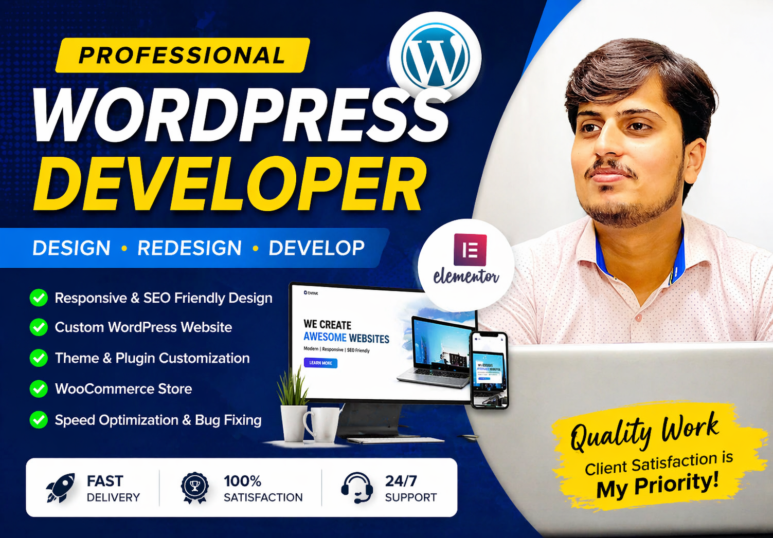 I will design, redesign, or develop a professional WordPress website