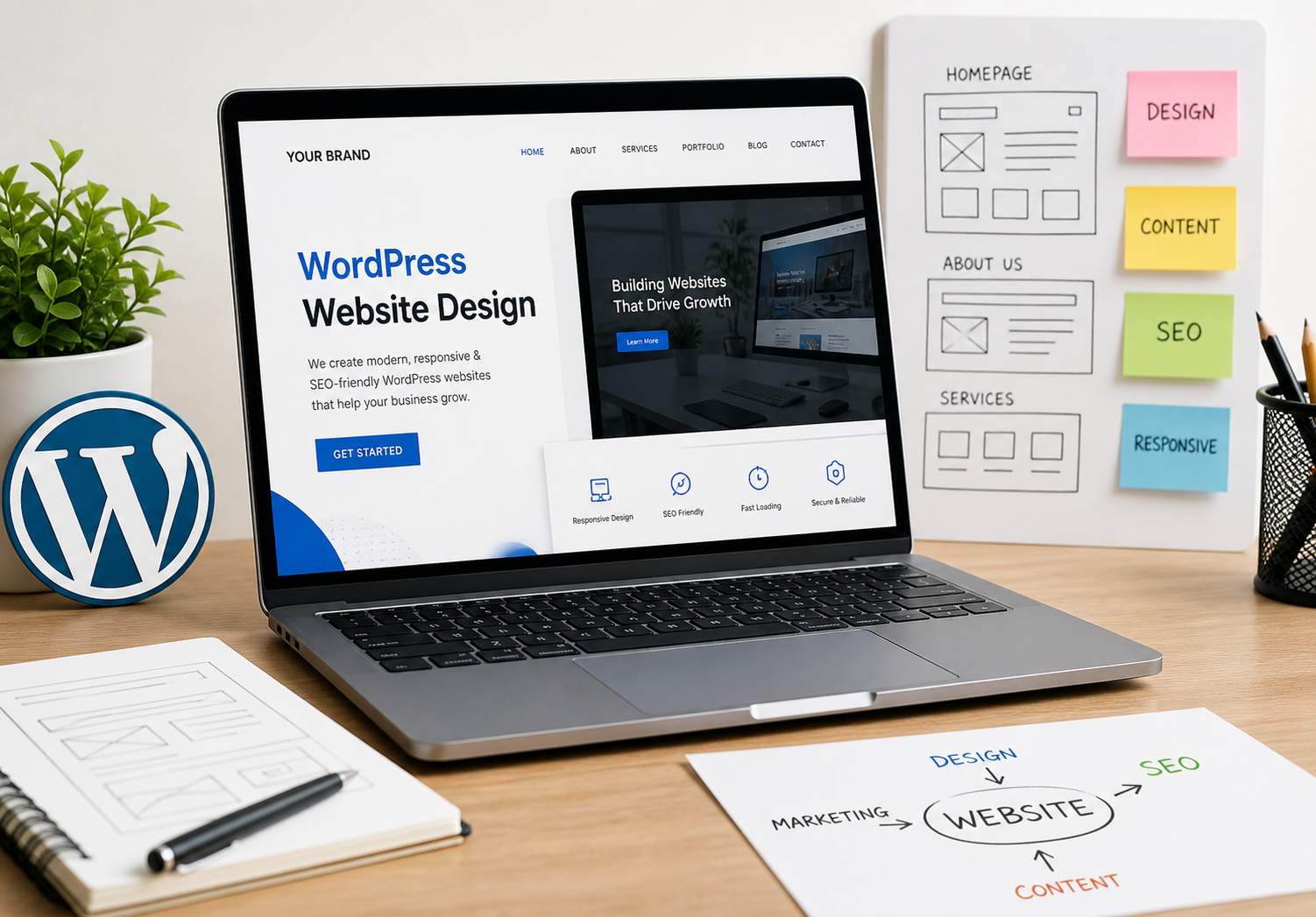 I will design a modern WordPress website, business s...