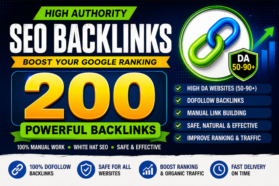 I will create 200 high authority dofollow SEO backlinks manually