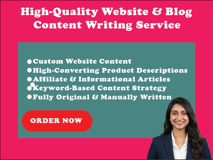 I will write 100% unique and SEO optimized content for your website