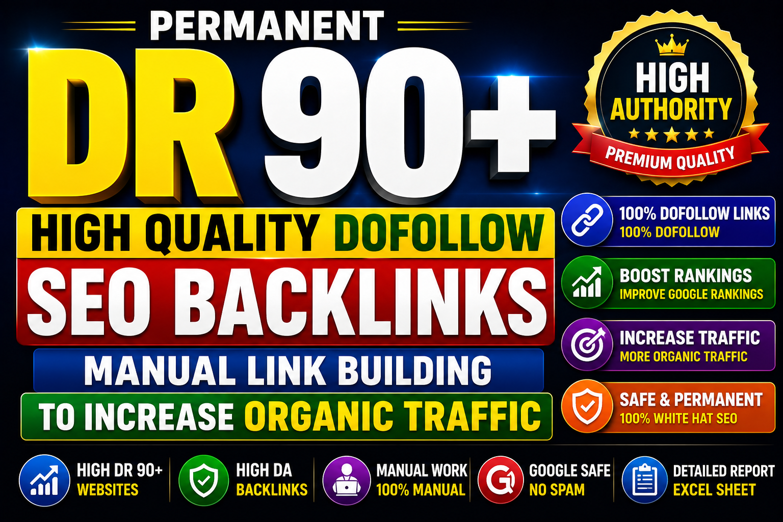 Permanent 25 DR 90+ High Quality Dofollow Backlinks Manual SEO Link Building To Increase Traffic