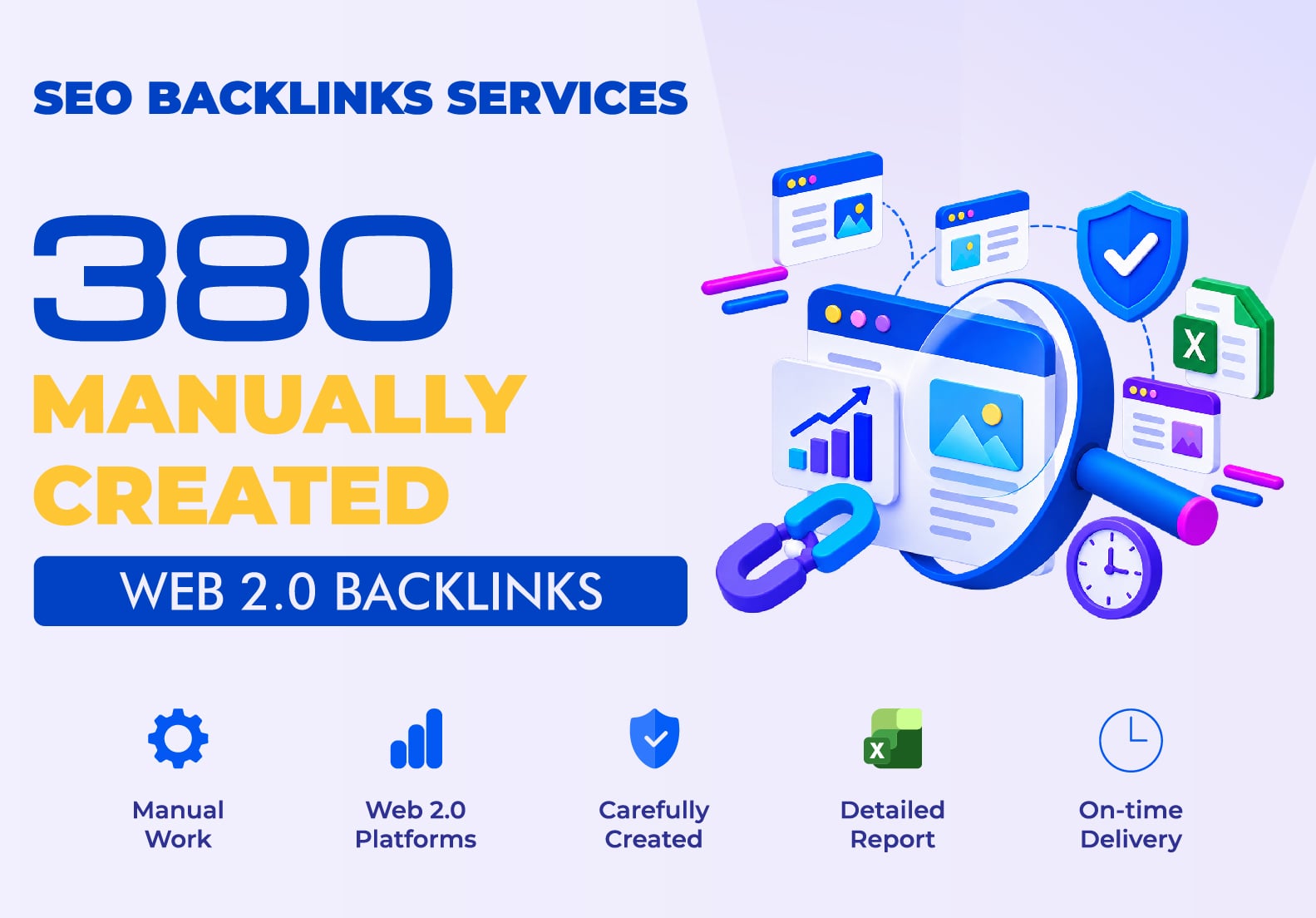 Powerful 380 Manually Created Web 2.0 Backlinks for Better SEO Rankings