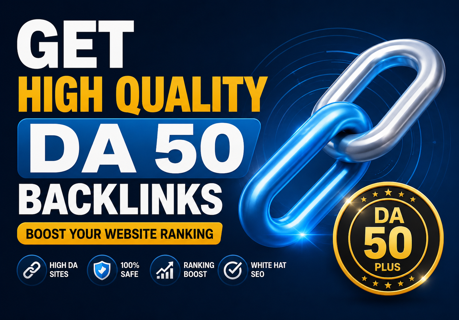 GET 100 high quality Da 50 backlinks 