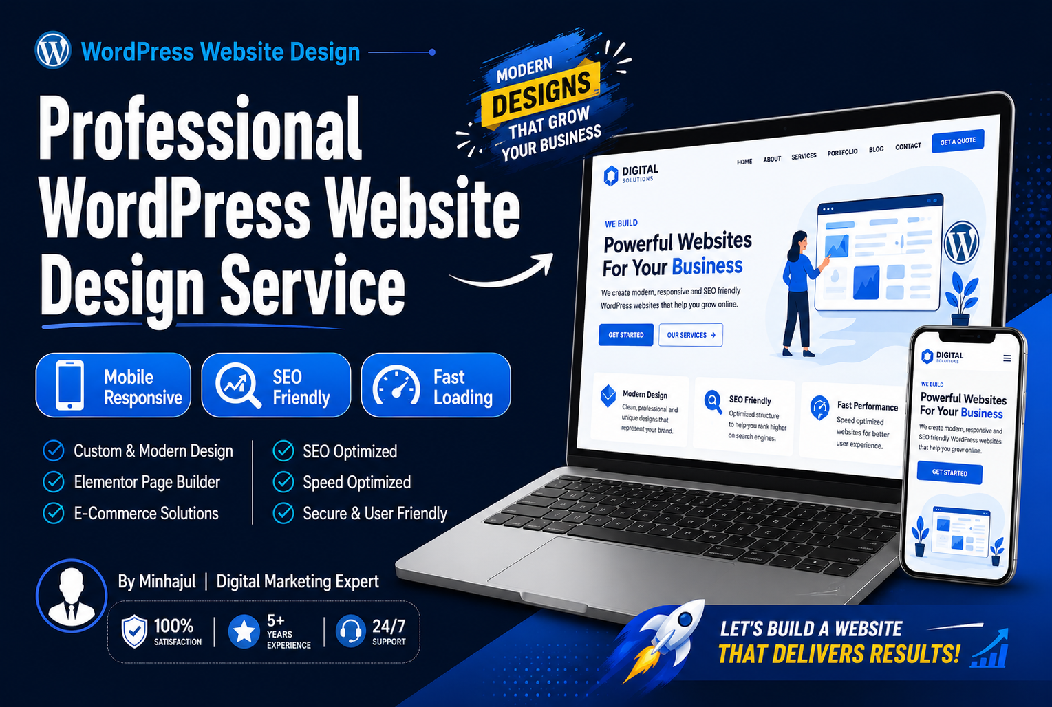 I will design a professional WordPress website for yo...
