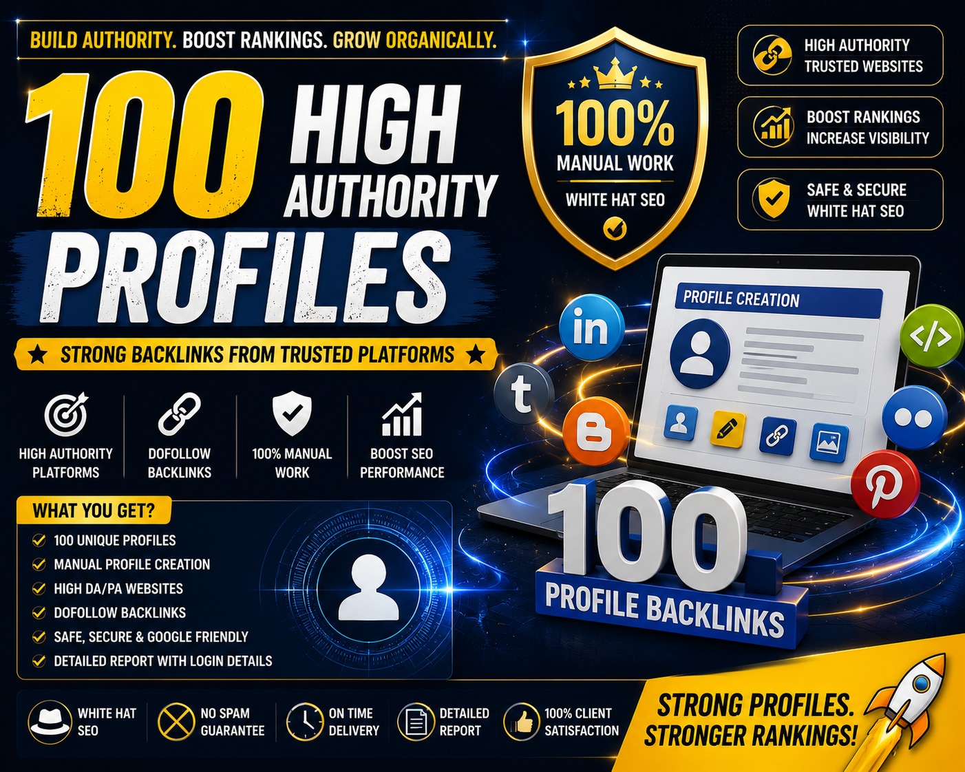100 Manual profile backlinks for website ranking
