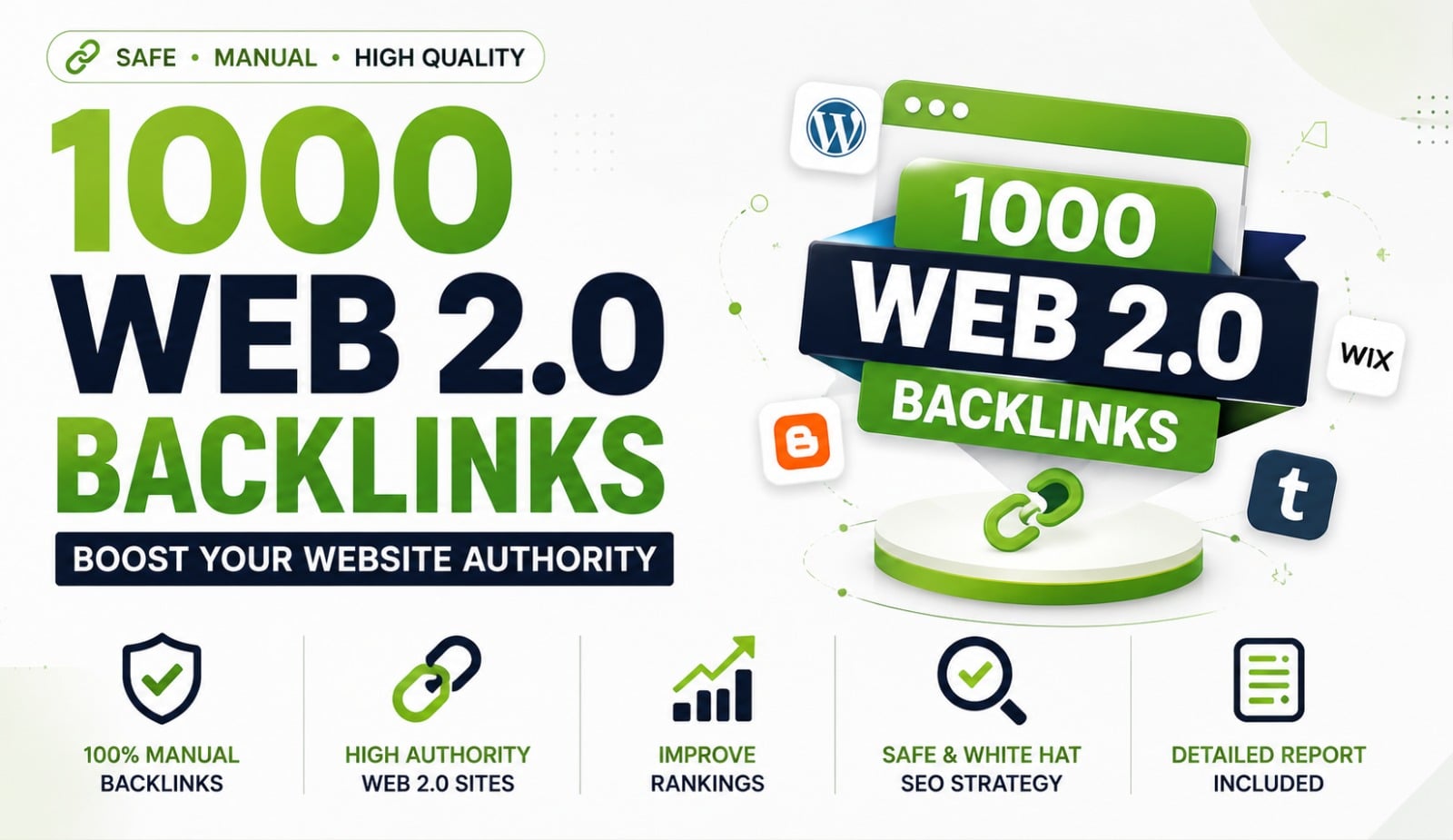 1000 Manual Web 2.0 Backlinks with Unique Content