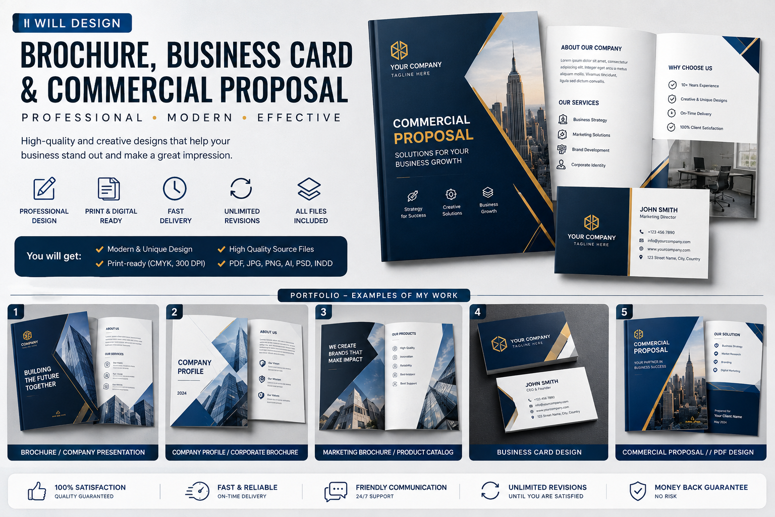 I Will Design a Professional Brochure, Business Card or Commercial Proposal
