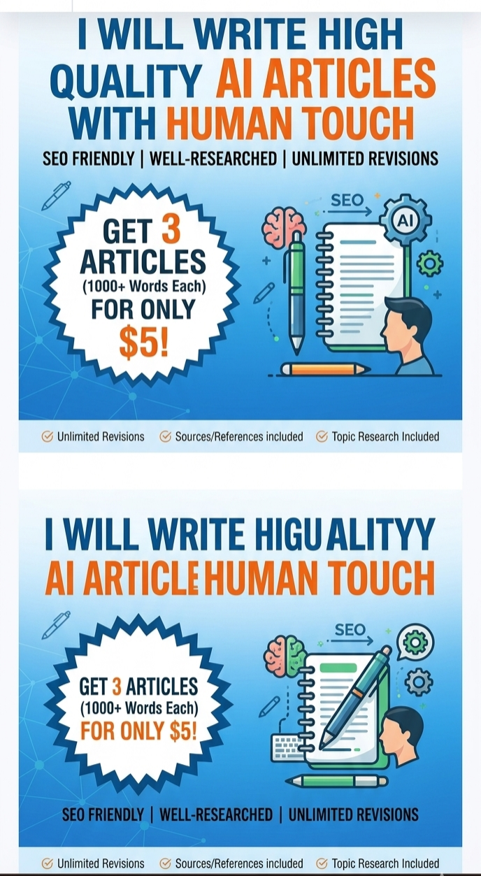 ​I will write high quality AI articles