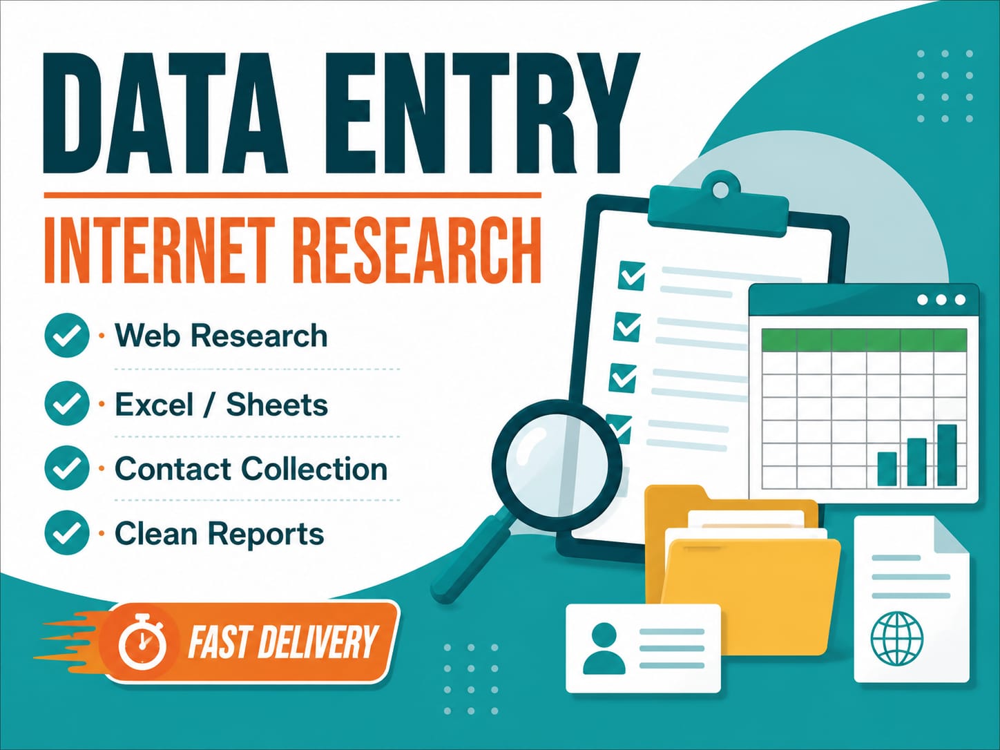 I will do accurate data entry and internet research