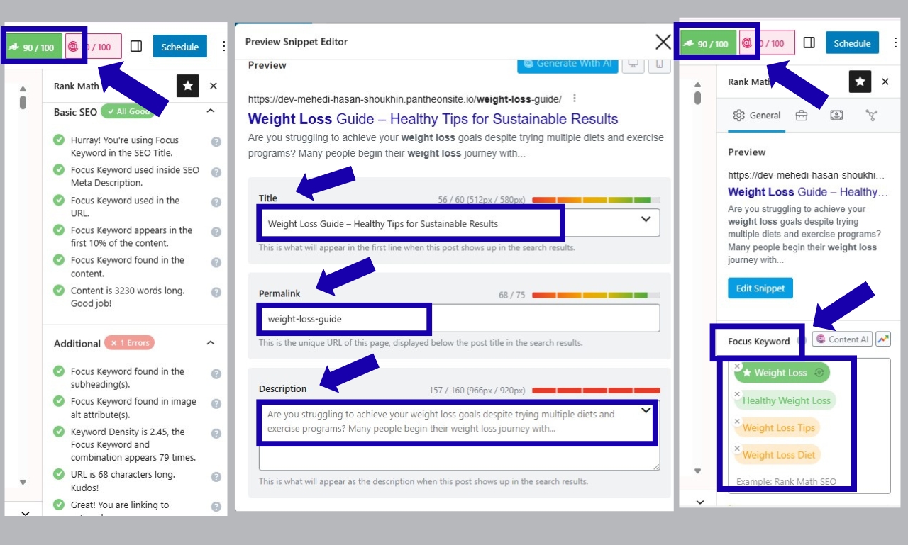I will do WordPress on page and technical SEO using Rank Math or Yoast 