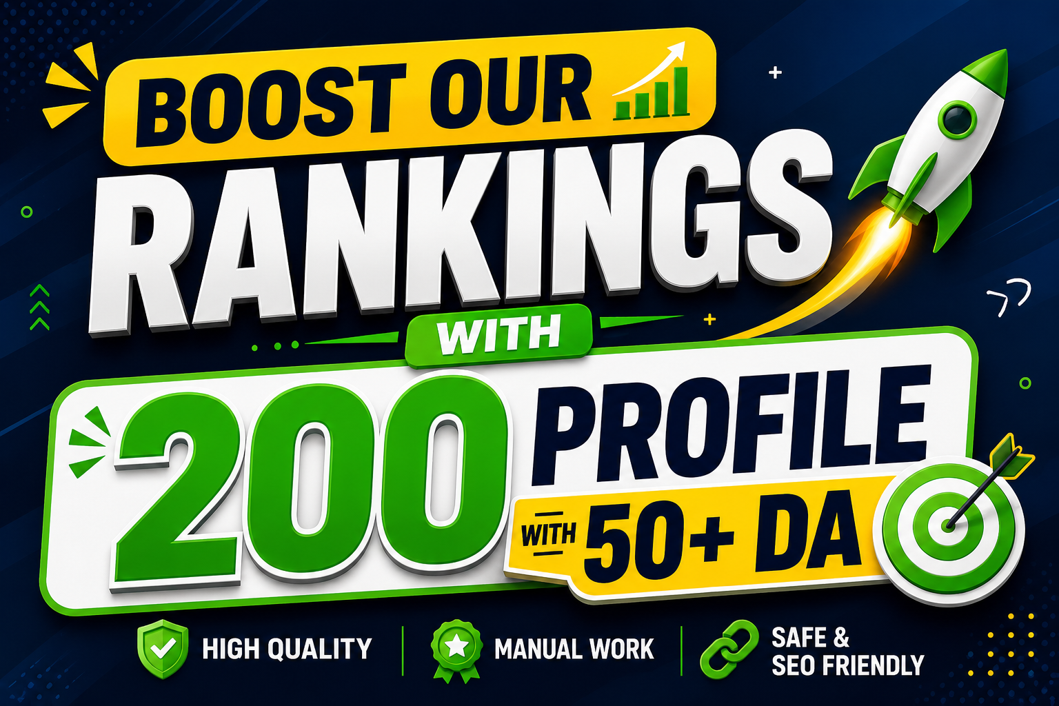 Boost our rankings with high-quality 200 profile with 50+ DA
