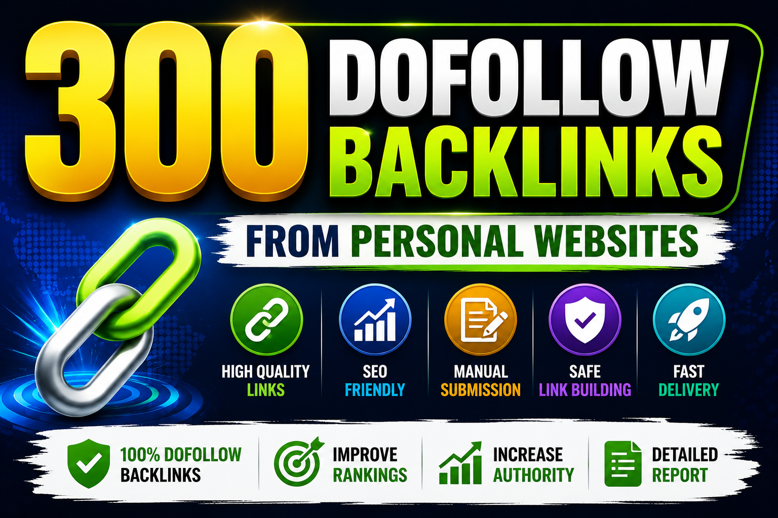 Build 300 dofollow SEO backlinks to the personal website for better SEO&nbsp;