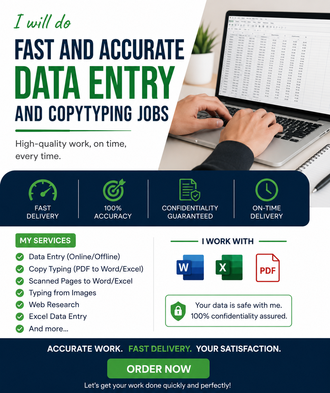 I will do fast and accurate data entry and copytyping...