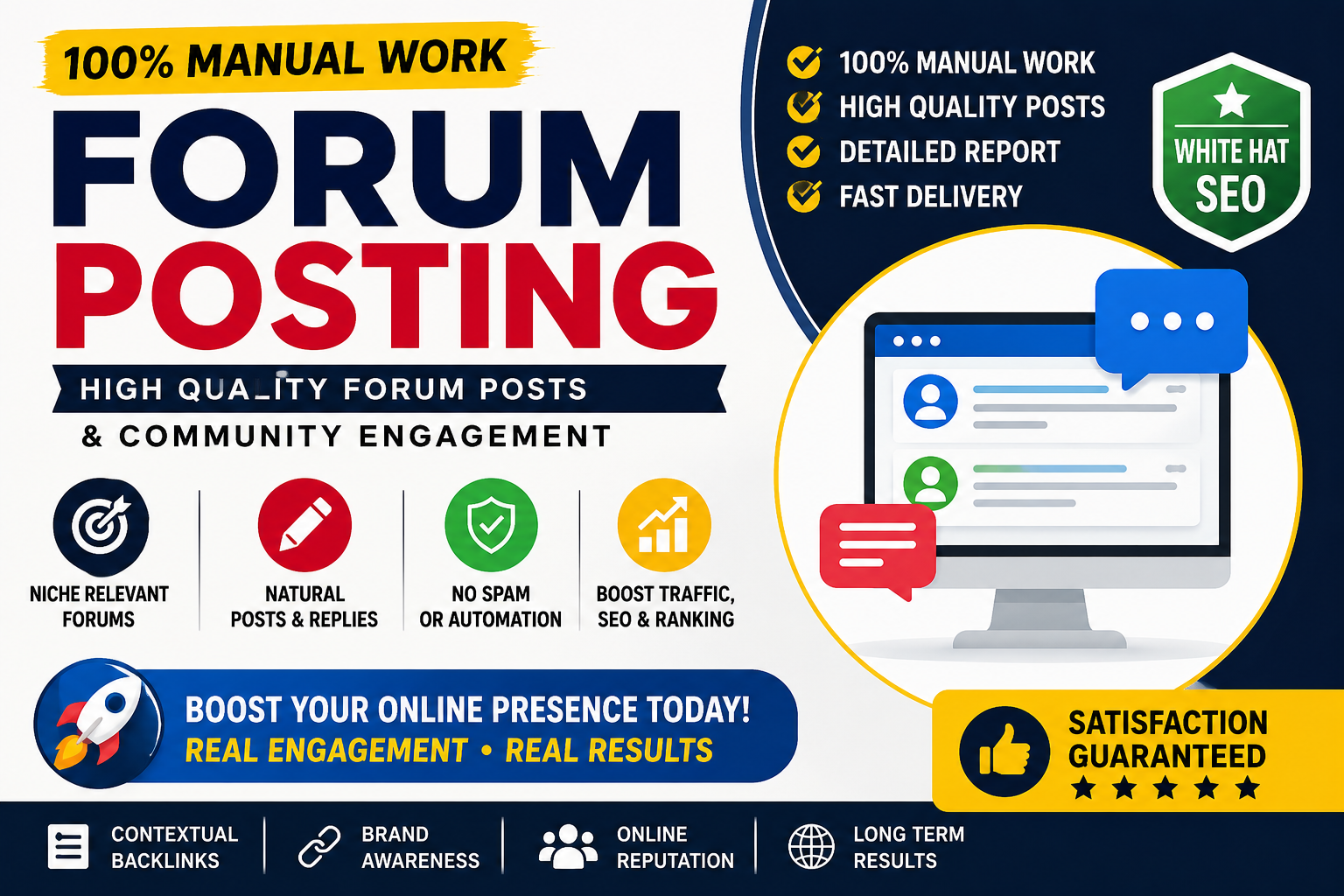 I Will Create 100% Manual 100 Forum Posts to Boost SEO, Traffic & Authority