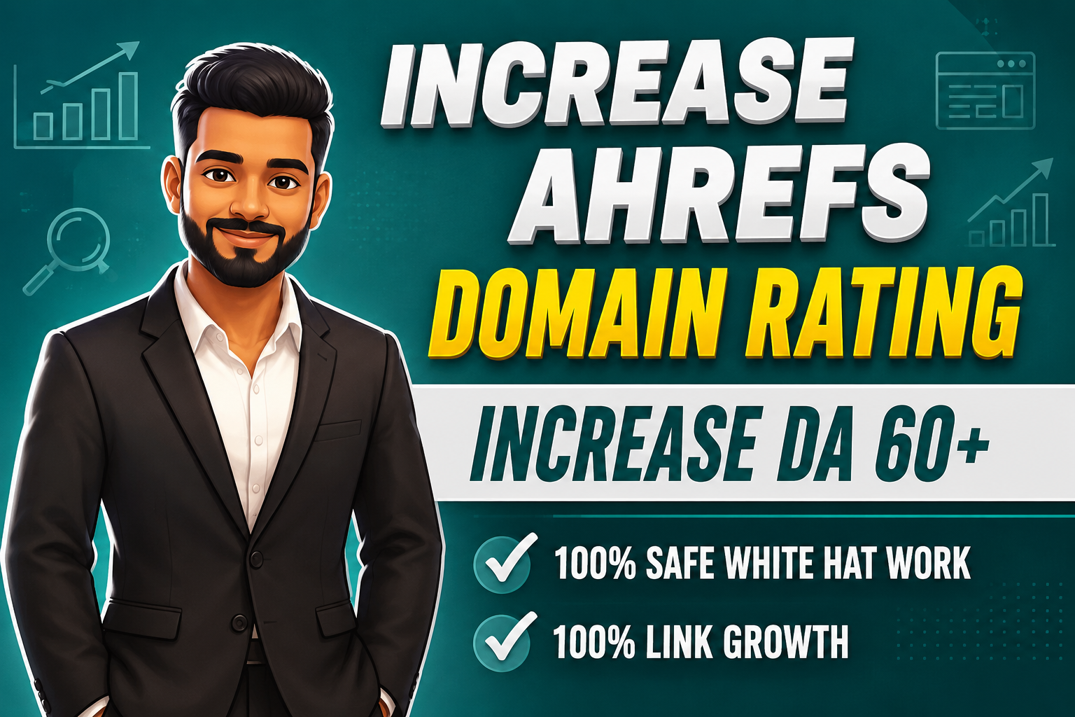 I will increase ahrefs domain rating 60 plus, moz domain authority