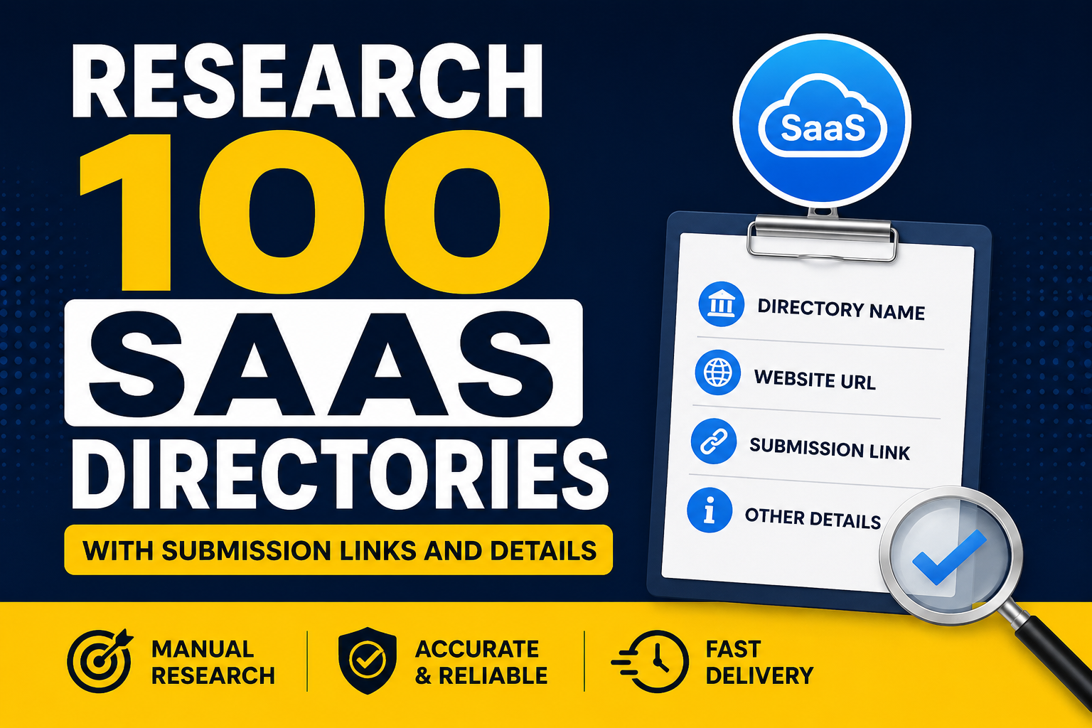 Research 100 SaaS directories with submission links and details